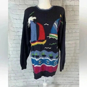 Vintage Best American Clothing Co Sweater Women’s‎ M Knit Sailboat 90s Oversized